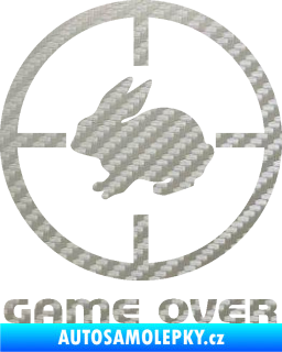 Samolepka Game over lov zajíce 3D karbon stříbrný