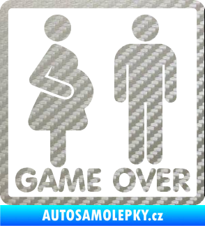 Samolepka Game over varianta jsem v tom 3D karbon stříbrný