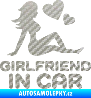 Samolepka Girlfriend in car 3D karbon stříbrný