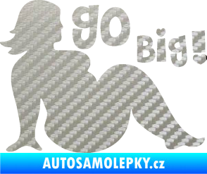 Samolepka Go big ! silueta tlusté ženy 3D karbon stříbrný