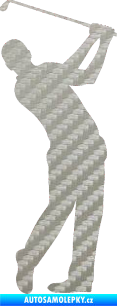 Samolepka Golfista 002 pravá 3D karbon stříbrný