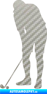 Samolepka Golfista 007 levá 3D karbon stříbrný