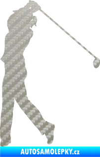 Samolepka Golfistka 013 levá 3D karbon stříbrný