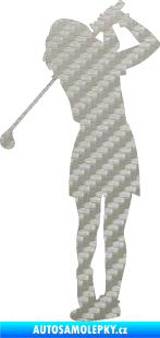 Samolepka Golfistka 014 levá 3D karbon stříbrný