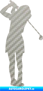 Samolepka Golfistka 014 pravá 3D karbon stříbrný