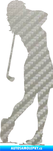 Samolepka Golfistka 015 levá 3D karbon stříbrný