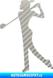Samolepka Golfistka 016 levá 3D karbon stříbrný
