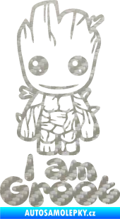 Samolepka Groot 001 levá s nápisem 3D karbon stříbrný