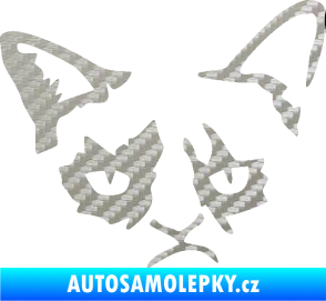 Samolepka Grumpy cat 001 pravá 3D karbon stříbrný