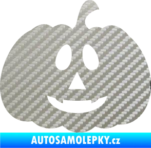 Samolepka Halloween 017 pravá dýně 3D karbon stříbrný