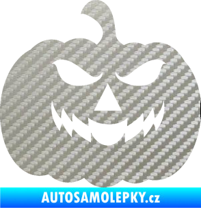 Samolepka Halloween 018 pravá dýně 3D karbon stříbrný
