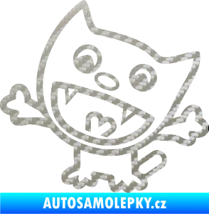Samolepka Happy cat 001 levá 3D karbon stříbrný