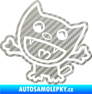 Samolepka Happy cat 002 levá šťastná kočka 3D karbon stříbrný