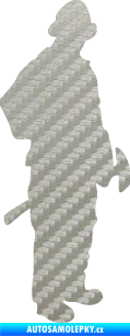 Samolepka Hasič 001 pravá 3D karbon stříbrný