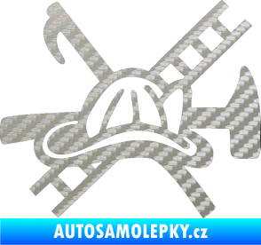 Samolepka Hasič 005 pravá 3D karbon stříbrný