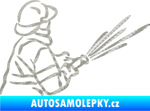 Samolepka Hasič 015 pravá 3D karbon stříbrný