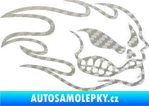 Samolepka Head - lebka- pravá 3D karbon stříbrný