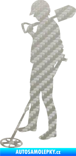 Samolepka Hledač pokladů 001 levá 3D karbon stříbrný