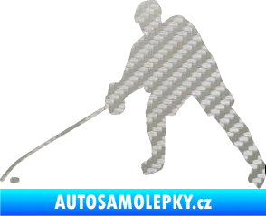 Samolepka Hokejista 002 levá 3D karbon stříbrný