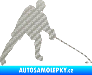 Samolepka Hokejista 002 pravá 3D karbon stříbrný