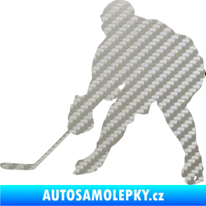Samolepka Hokejista 016 levá 3D karbon stříbrný