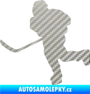 Samolepka Hokejista 017 levá 3D karbon stříbrný