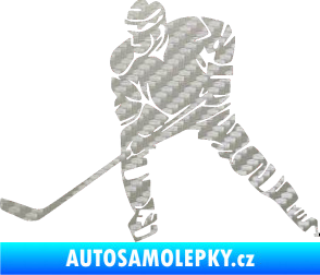 Samolepka Hokejista 026 levá 3D karbon stříbrný