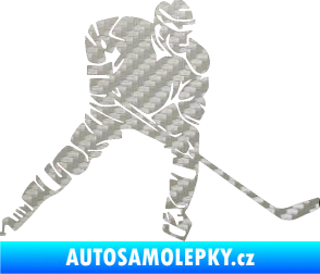 Samolepka Hokejista 026 pravá 3D karbon stříbrný