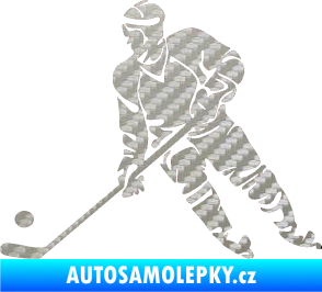 Samolepka Hokejista 027 levá 3D karbon stříbrný