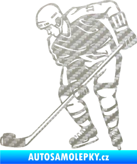 Samolepka Hokejista 029 levá 3D karbon stříbrný