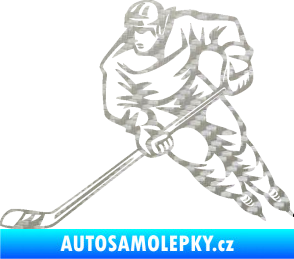 Samolepka Hokejista 030 levá 3D karbon stříbrný