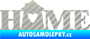 Samolepka Home nápis s domečkem 3D karbon stříbrný
