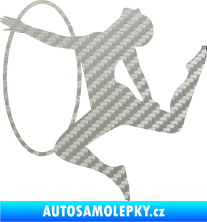 Samolepka Hula Hop 002 levá gymnastka s obručí 3D karbon stříbrný