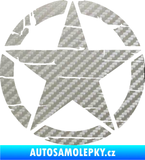 Samolepka Hvězda army 008 narušená 3D karbon stříbrný