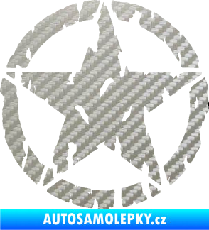 Samolepka Hvězda Army 010 potrhaná 3D karbon stříbrný