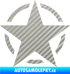 Samolepka Hvězda US Army 001 3D karbon stříbrný