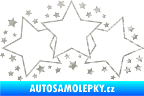 Samolepka Hvězdy a hvězdičky dekor 3D karbon stříbrný