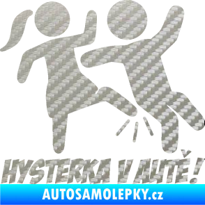 Samolepka Hysterka v autě pravá 3D karbon stříbrný