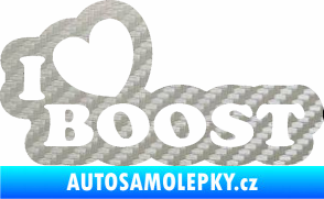 Samolepka I love boost 001 3D karbon stříbrný