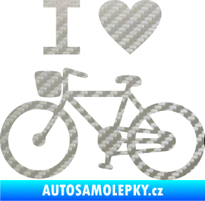 Samolepka I love cycling levá 3D karbon stříbrný