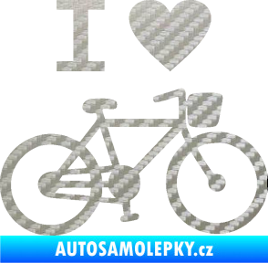 Samolepka I love cycling pravá 3D karbon stříbrný