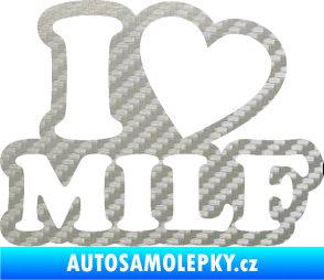 Samolepka I love milf 002 nápis 3D karbon stříbrný