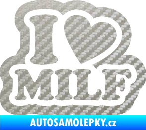 Samolepka I love milf 003 nápis 3D karbon stříbrný