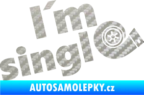 Samolepka I´m single 002 nápis turbo 3D karbon stříbrný