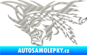 Samolepka Indián 001 levá 3D karbon stříbrný