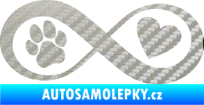 Samolepka Infinity 002 srdce a tlapka pravá 3D karbon stříbrný