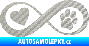 Samolepka Infinity 002 srdce a tlapka levá 3D karbon stříbrný