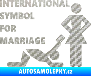Samolepka International symbol for marriage 3D karbon stříbrný