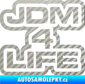 Samolepka JDM 4 life nápis 3D karbon stříbrný