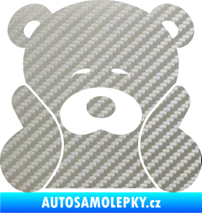 Samolepka JDM medvídek 3D karbon stříbrný